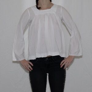 Y2k white peasant blouse with crochet lace size small kanya cotton